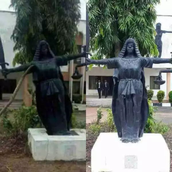 Remember That Fallen Statue Of Justice? It Has Been Restored (Photos)